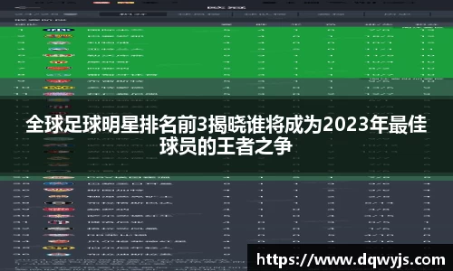 全球足球明星排名前3揭晓谁将成为2023年最佳球员的王者之争